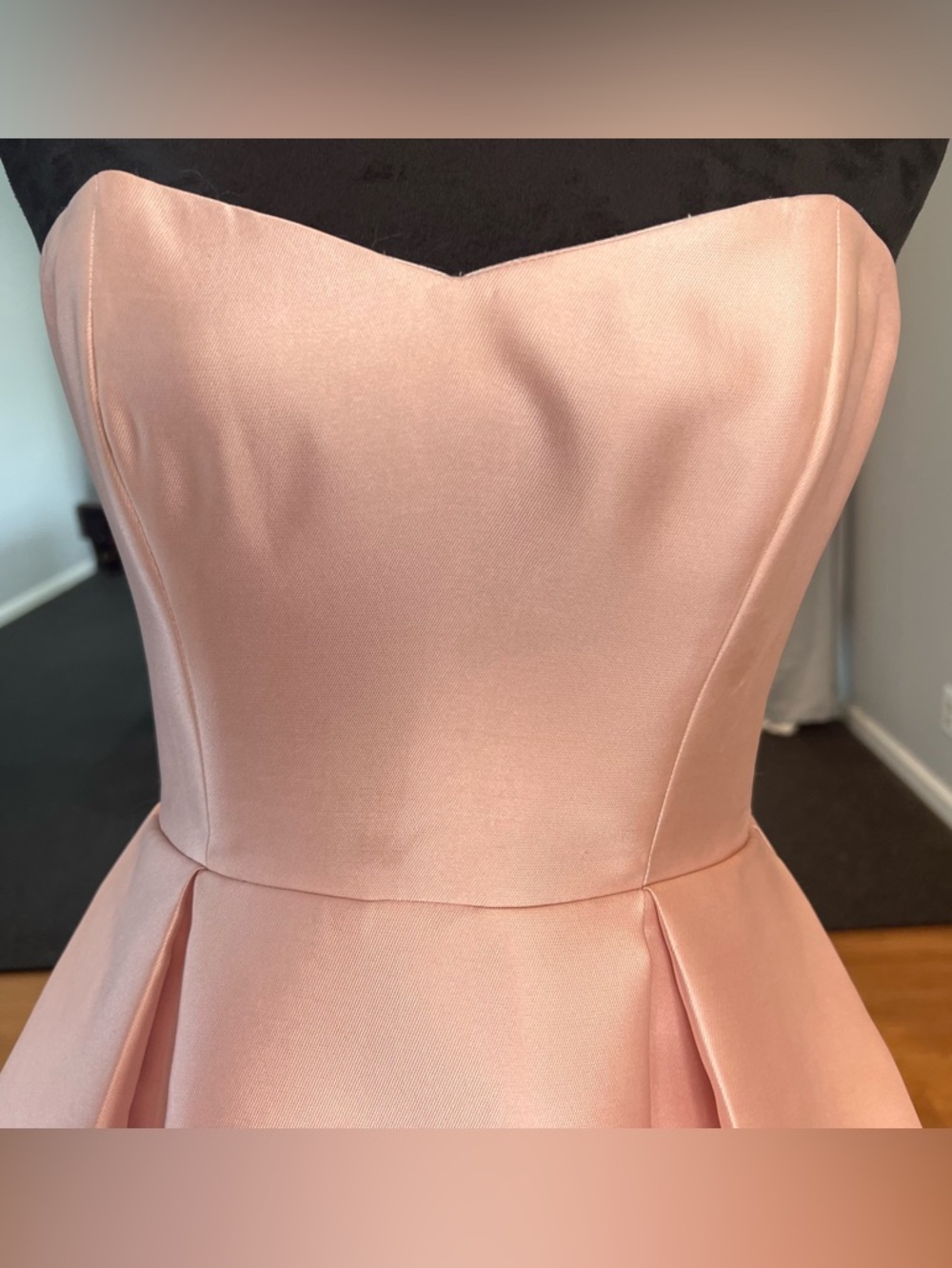Parker Strapless Blush Pink High-Low Satin Dress - Picture 13 of 16
